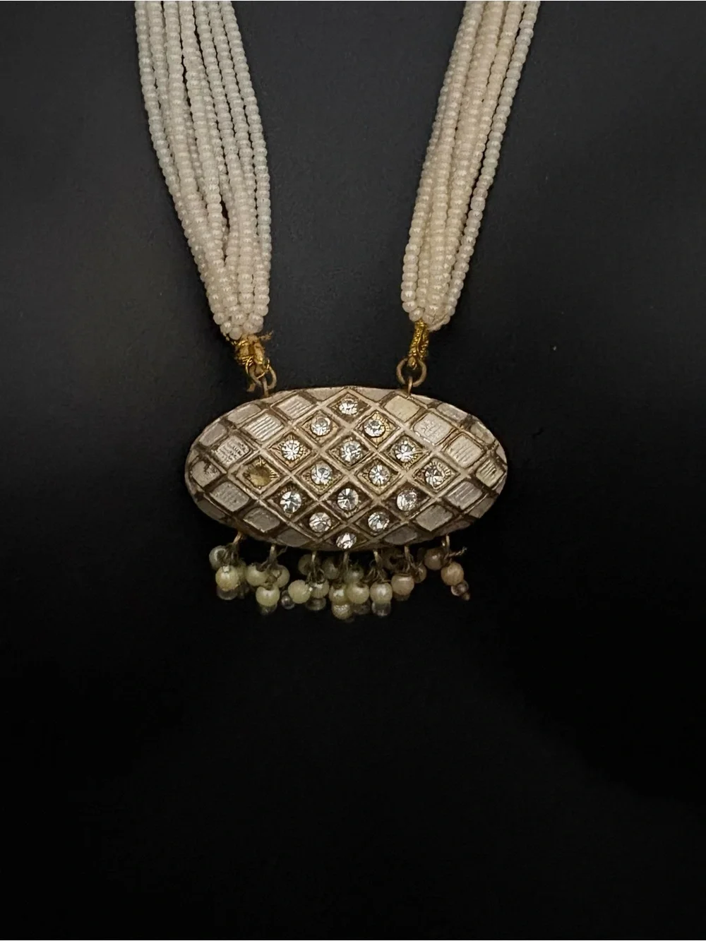 ✨ STUNNING HYDERABADI JADAU PEARL PENDANT MALA / RANI HAAR ✨